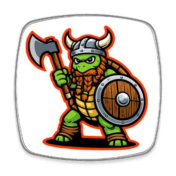 Wikinger-Schildkröte-Krieger-Axt-Schild-Maskottchen - Viereckiger Kühlschrankmagnet - Weiß - Vorne