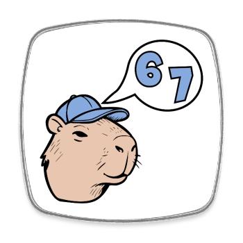 Capybara Six Seven - Answer 67 - Square fridge magnet - white - Front