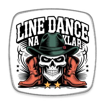 Skeleton Cowboy Line Dance - Square fridge magnet - white - Front