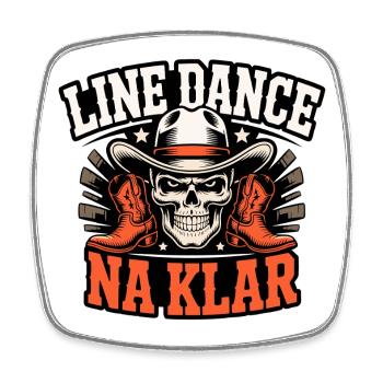 Line Dance Skull Cowboy NA KLAR - Square fridge magnet - white - Front