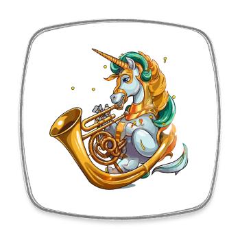 Unicorn Tuba Groove - Viereckiger Kühlschrankmagnet - Weiß - Vorne