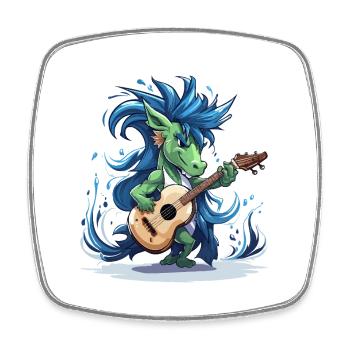 Green Dragon Guitarist - Square fridge magnet - white - Front