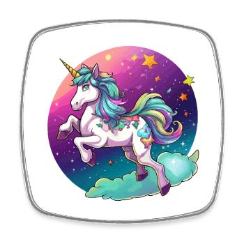 Nachtfarbener Regenbogen-Einhorn - Viereckiger Kühlschrankmagnet - Weiß - Vorne