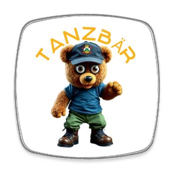 Dancing Bear Mascot - Square fridge magnet - white - Front