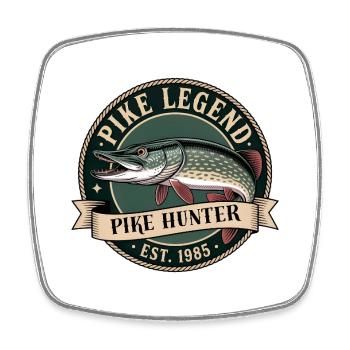 Hecht Angeln Vintage Angler T-Shirt Pike Legend - Viereckiger Kühlschrankmagnet - Weiß - Vorne