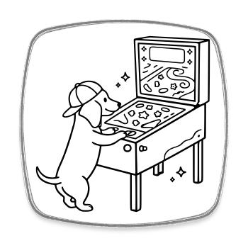Pinball Pinball Teckel Kids - Magnet carré - blanc - Devant