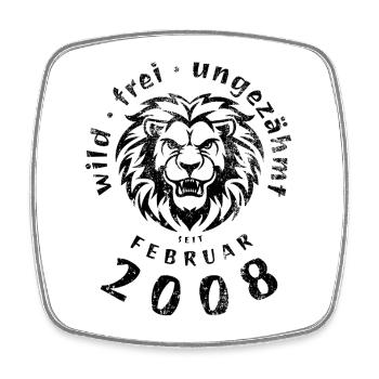 18. Geburtstag Wild, frei, ungezähmt seit 02/2008 - Viereckiger Kühlschrankmagnet - Weiß - Vorne
