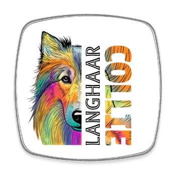 collie - Square fridge magnet - white - Front