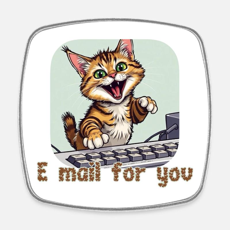 Composition du chat : chaton par courrier sur le PC - Magnet carré - blanc
