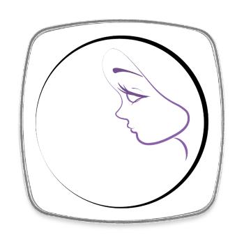 Purple female silhouette - Square fridge magnet - white - Front