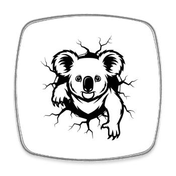Koala Wanddurchbruch – Cooles Tier Wandbruch - Viereckiger Kühlschrankmagnet - Weiß - Vorne