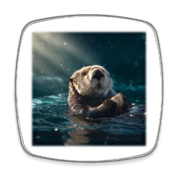 Seeotter: Entspannung auf dem Wasser mit Muschel - Viereckiger Kühlschrankmagnet - Weiß - Vorne