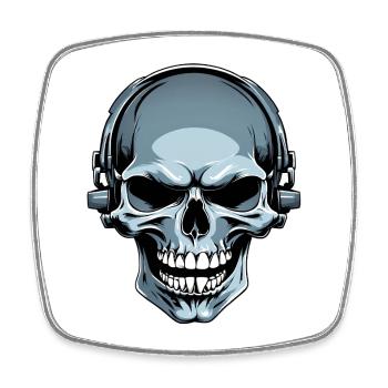 Skull with headphones illustration - Square fridge magnet - white - Front