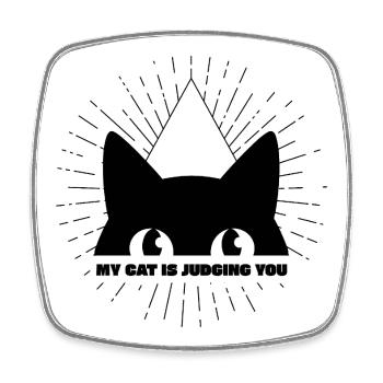MY CAT IST JUDGING YOU - Viereckiger Kühlschrankmagnet - Weiß - Vorne