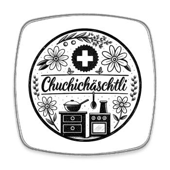 Chuchichäschtli - Schweizer Kultbegriff - Viereckiger Kühlschrankmagnet - Weiß - Vorne