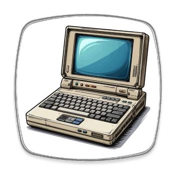  Laptop Retro-Computer Vintage Stil Illustration - Viereckiger Kühlschrankmagnet - Weiß - Vorne