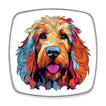 Colorful Dog Portrait - Square fridge magnet - white - Front