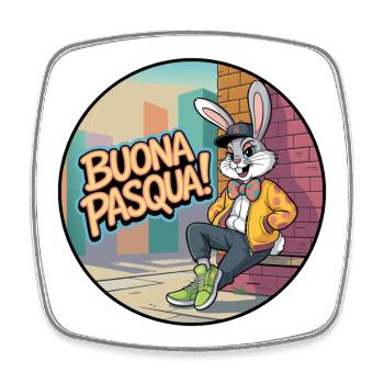 Urban Rabbit : Joyeuses Pâques ! - Magnet carré - blanc - Devant