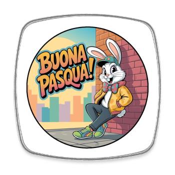 Joyeuses Pâques Urban Rabbit - Magnet carré - blanc - Devant