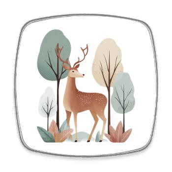 Hirsche im Wald – ruhiges und natürliches Tier - Viereckiger Kühlschrankmagnet - Weiß - Vorne
