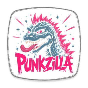 Punkzilla Funny Punk Rock Dinosaur Monster Art - Square fridge magnet - white - Front