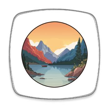 Ruhiger Bergsee – Natur und Gelassenheit - Viereckiger Kühlschrankmagnet - Weiß - Vorne