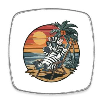 Lustiges Zebra am Strand Sommerurlaub Sonnenuntergang - Viereckiger Kühlschrankmagnet - Weiß - Vorne