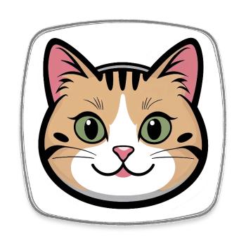 Katzenkopf Lächeln Cartoon - Viereckiger Kühlschrankmagnet - Weiß - Vorne