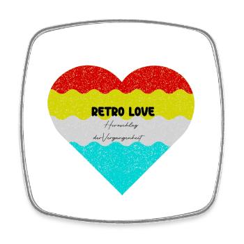 Retro Herzliebe im bunten Farbverlauf - Viereckiger Kühlschrankmagnet - Weiß - Vorne
