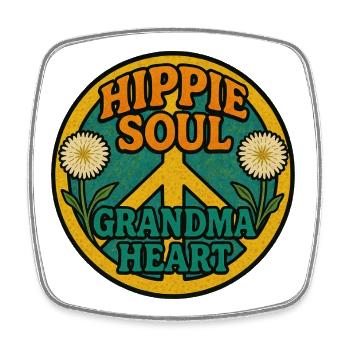Hippie Soul Grandma Heart - Square fridge magnet - white - Front