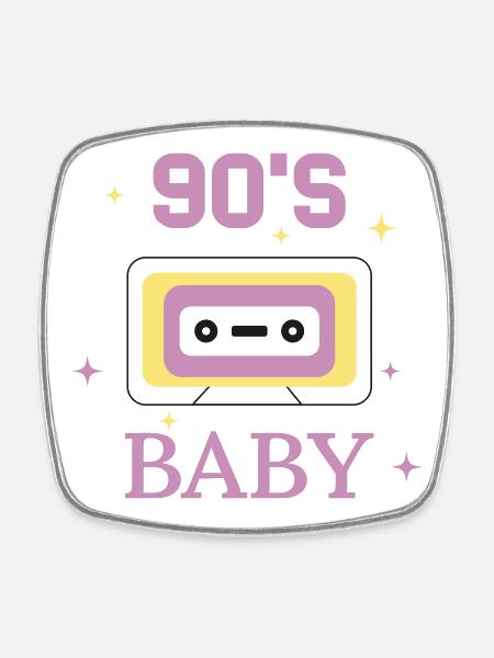 90s Baby SVG – Retro 90s Design - Square fridge magnet - white