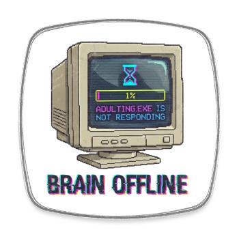 Brain Offline Retro Monitor - Square fridge magnet - white - Front