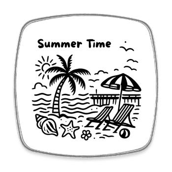 Beach design - Square fridge magnet - white - Front