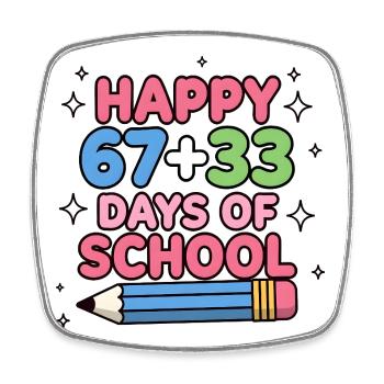 Happy 100 Days School Math Equation - Square fridge magnet - white - Front