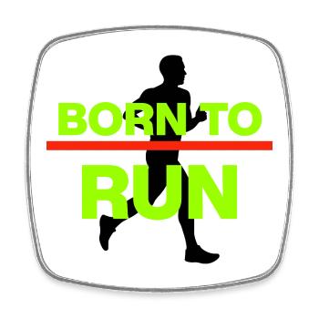 NÉS POUR COURIR ! MARATHON, COURSE, JOGGING - Magnet carré - blanc - Devant