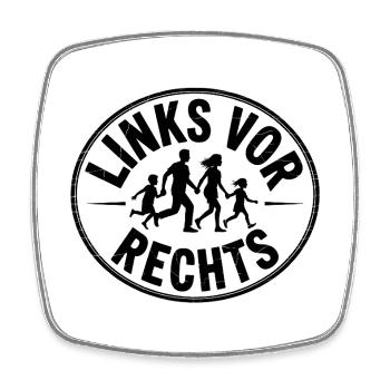 Gauche avant Droite - Slogan drôle Antifa - Magnet carré - blanc - Devant