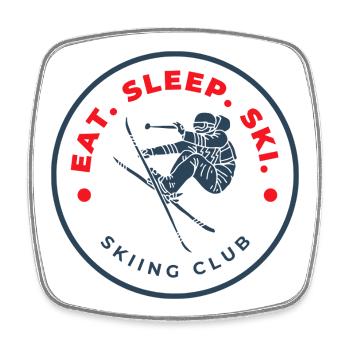 Eat Sleep Ski Skiclub - Viereckiger Kühlschrankmagnet - Weiß - Vorne