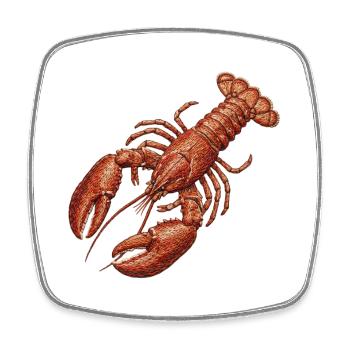 Lobster in embroidered look (printed) - Square fridge magnet - white - Front