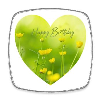 Gelbes Blumenherz zum Geburtstag - Viereckiger Kühlschrankmagnet - Weiß - Vorne