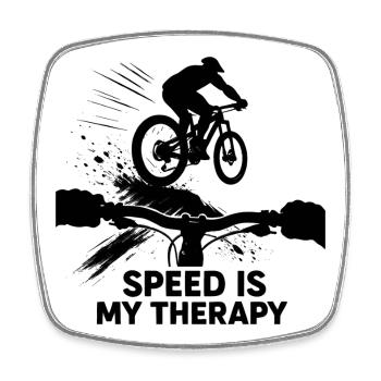 Downhill MTB POV Speed Therapy Gift - Square fridge magnet - white - Front