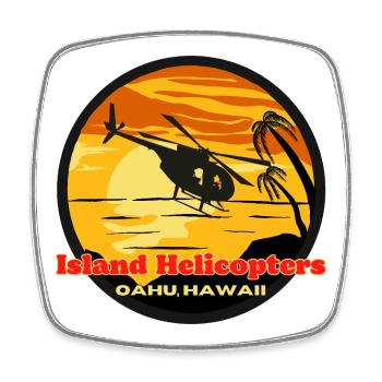 Island Helikopter Hawaii Sunset - Viereckiger Kühlschrankmagnet - Weiß - Vorne