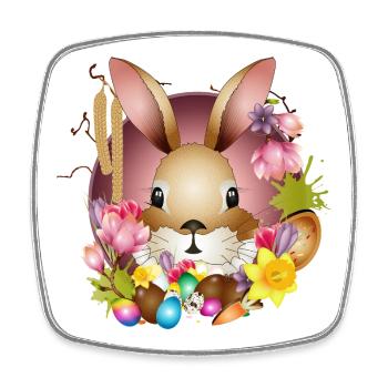 Entzückender Osterhase mit österlicher Deko - Viereckiger Kühlschrankmagnet - Weiß - Vorne