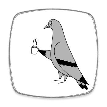 Pigeon with Coffee – Minimal Illustration - Viereckiger Kühlschrankmagnet - Weiß - Vorne