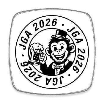 Junggesellenabschied 2026 Jga Affe - Viereckiger Kühlschrankmagnet - Weiß - Vorne