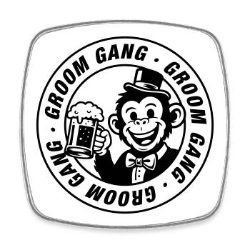 Bande de mariés Singe de la fête de garçon - Magnet carré - blanc - Devant
