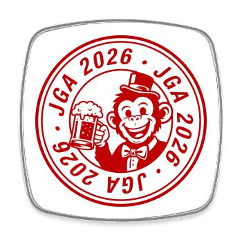 Jga 2026 Monkey Groom - Square fridge magnet - white - Front
