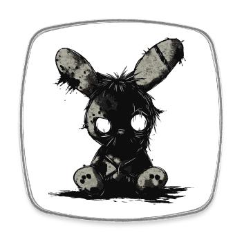 Dark Stuffed Bunny – motif gothique en peluche - Magnet carré - blanc - Devant