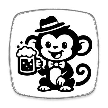 Monkey Beer - Square fridge magnet - white - Front