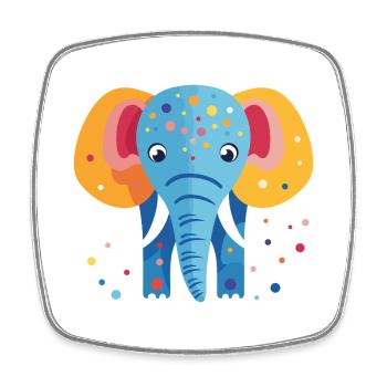 Colorful elephant confetti - Square fridge magnet - white - Front