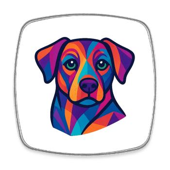 Portrait géométrique coloré de chien - Magnet carré - blanc - Devant